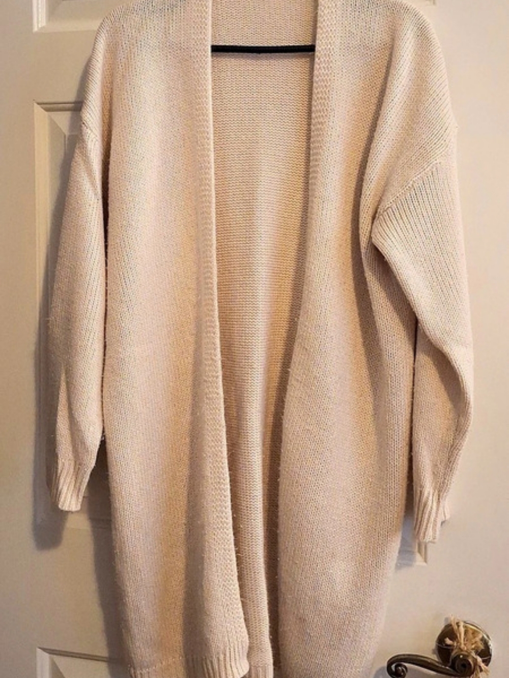 Open Front Knit Cardigan in Cream Size Large